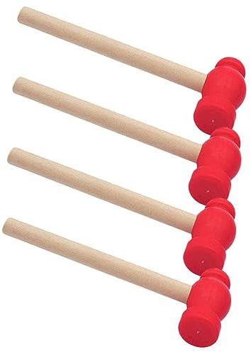 4Pcs Children Pretend Play Hammer Set Simulation Wooden Hammers for Kids Safe Ergonomic Grip Tools for Interactive Learning Activities