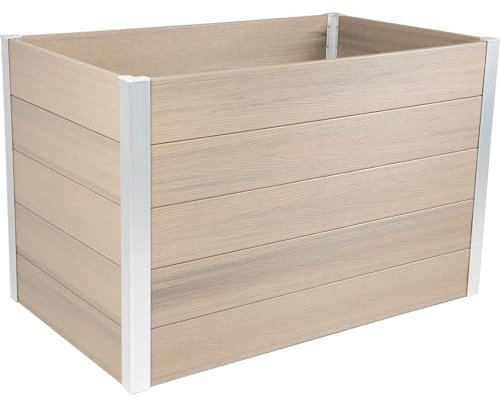 dobar® XL WPC-Hochbeet für den Garten als Bausatz - Erhöhtes Beet in Holzoptik ideal für Chili und Gemüse - 115 x 70 x 75 cm - Silbergrau