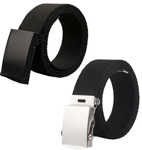 FUIPVGI 2 cinturones de lona para hombre cinturones de trabajo ajustables para hombres, cinturón de lona de nailon ligero para hombres, cinturón casual al aire libre para hombres y mujeres, cinturón