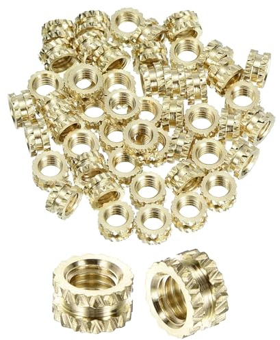 QUARKZMAN 50 Stück Gewindeeinsatz M3x2.5(L) x4.5mm(AD) Messing Innengewinde Einpressmuttern Wärme Set Einsatz für 3D Druck Komponenten und Plastik Schale