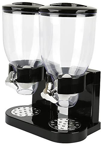 Belfoyer Müslispender Doppelt, 2 x 3,5 Liter Behälter Müslispender, Cerealienspender für Getreide, Trockene Früchte, Müsli, Süßigkeiten, Cornflakes Spender, Drehsystem, BPA-frei (Schwarz)