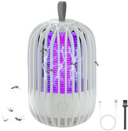 2024 Upgrade Elektrischer Insektenvernichter, Mückenfalle mit UV-Licht, Mückenlampe Outdoor, Keine giftigen Chemikalien, Effektiver Mückenkiller, USB Tragbare Fliegenfalle Elektrisch (Weiß)