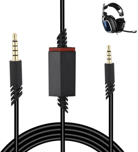 Replacement Audio Cable for Astro A40 A50 A10 TR Gaming Headsets 2m Inline Mute Cable 3.5mm Audio Extension Cord Compatible with Xbox One PS5 PS4 Controllers and PC Black