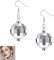 2er-Pack Discokugel Ohrringe, Lustige Damen Accessoires, Glitzer Silber Für Mädchen, Retro Disco Motto Party Kostüm Zubehör