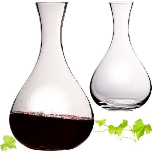 IMPERIAL Bauchiger Dekanter 1900ml Set 2-Teilig Weinkaraffe aus Crystalline Glas 'Havanna' Weindekanter Handgefertigt
