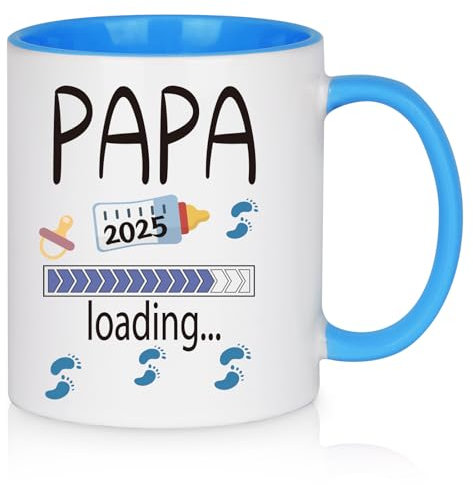 Diztoud Tasse mit Spruch 2025 Loading, Geschenkideen für Werdende Väter, Vater Papa Geschenk Weihnachten, Vatertag, Geburtstag, Weihnachtsgeschenke für Papa, 325ml Keramik Kaffeetasse, Blau