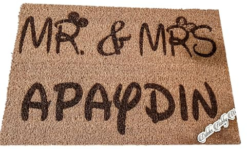 Personalisierte Fußmatte Mr & Mrs Model 2, Namensaufsteller, Namensständer, Hochzeit, Verlobung, Geburtstag, Dügün, Nisan, Söz, Hochzeitsgeschenk, Geburtstagsgeschenk, Valentinstagsgeschenk
