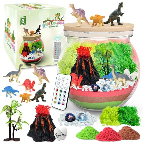 KETIEE Dinosaurier Terrarium Kit für Kinder - Dinosaurier Geschenke für Jungen 5-12 Jahre alt, DIY Light-Up Kunst und Kunsthandwerk Kits Weihnachten Geschenk für 5 6 7 8 9 10 Jahre alte Kinder Jungen