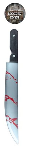 Henbrandt 2 x Large 50cm Halloween Fake Bloody Chef Kitchen Butcher Knife Prop Weapon with Blood Splatter Trick or Treat Fancy Dress Costume Accessories