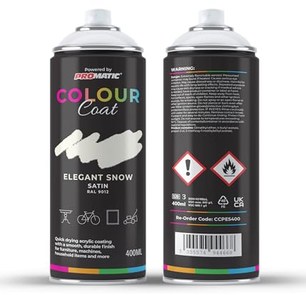 Colour Coat Pro-Matic Elegant Snow Cleanroom White Satin RAL 9012 Aerosol Spray Paint 400ml (1)