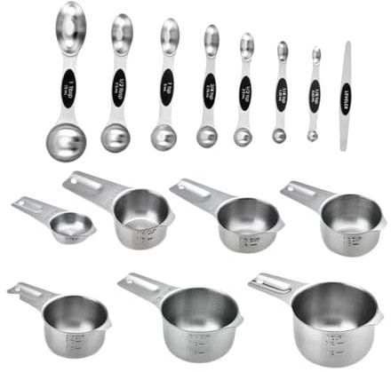 BESTOYARD Cuchara y Taza Medidora De Acero Inoxidable Para Hornear Cuchara Medidora Apilable Para Cocina