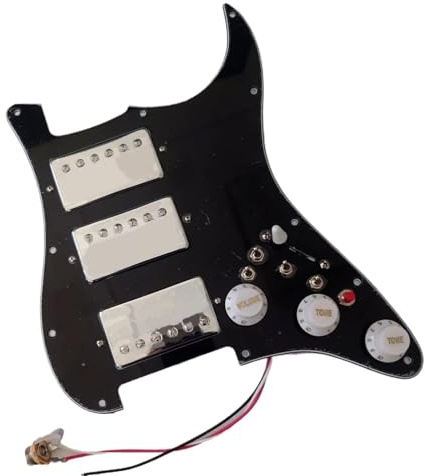 Alnico 5 Humbucker Pickups Coil Splitting Switch Multi Switch Harnesses HHH Loaded Guitar St Schlagbrett Set Gold Für FD ST Schlagbrett-Tonabnehmer-Kit(Chrome pickups)