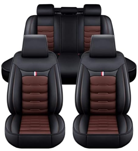 XIBANY Auto Sitzbezüge Set für VW T4 T5 T6 Multivan/MK6 2000-2023 2024, 5 Sitzer Leder Autositzbezüge, Schonbezüge Sitzschoner Vorne Hinten Wasserdicht Komfortabel Sitzauflage,C Black Coffee