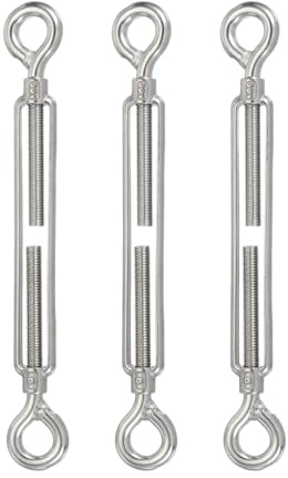 PATIKIL M12 Eye & Eye Turnbuckle 3Pcs 304 Stainless Steel Wire Rope Tension | Adjustable Cable Railing Tensioner for Tightening Up Metal Cable Wire Shade Sail Hardware