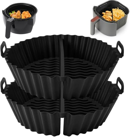 2 piezas Moldes para Freidora de Aire, Redonda Molde Silicona Air Fryer, Reutilizables Silicona Accesorios para Freidora de Aire, para Air Fryer, Microondas, Horno, Recipiente Air Fryer (16.5cm)