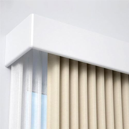 Integrierter Vorhangkasten mit Doppel Vorhangschiene – Geräuschlose Gleitschiene mit Prallschiene, für Decken- & Wandmontage – Komplettes Schienensystem mit Volantstange 70cm-600cm(220cm/7.2ft(2*110cm