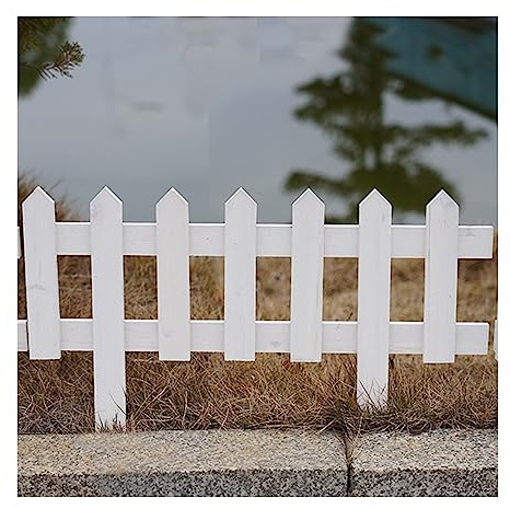 Flexible Lawn Fence, Allwetter-Rasenbegrenzung aus Holz, Beeteinfassung, Stecksystem, Tierbarriere(White,60x35cm/9pcs)