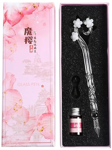 Dip-Pen-Set, exquisites Dip-Pen-Set aus Glas mit Tinte und Stifthalter, fließendes Schreiben für Unterschriften, geschäftliche Weihnachtsgeschenke