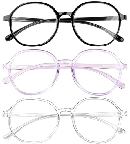 Unicavu Lunettes de Lecture pour Femmes (Noir + Transparent + Violet transparent, 1.5, Dioptres)