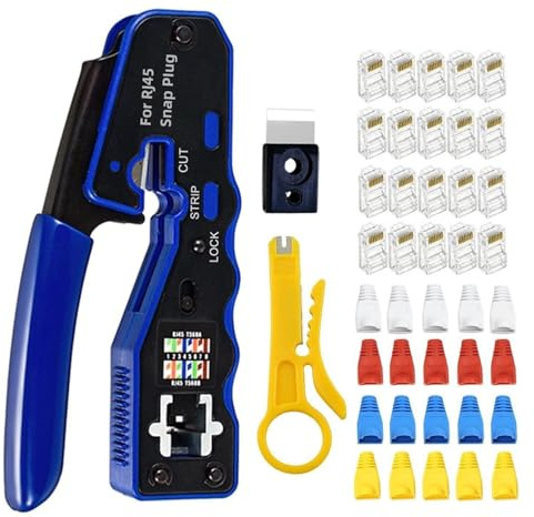 Netzwerk Crimpzangen Kit – Ethernet Anschlusswerkzeug, Kabel Crimp Set | Multifunktionaler Netzwerk Verbinder Für Cat5 Cat6 Cat7 Montage, Hochwertiges IT Zubehör Für Elektronik, Heimgebrauch, Büroinst