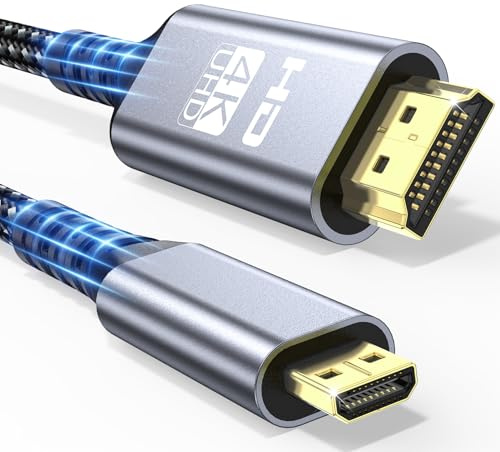 Cavo Micro HDMI to HDMI 1m, 4K@60Hz Cavo Micro HDMI 2.0 con Ethernet, 3D, HDR, ARC Compatibile con Raspberry Pi 5/4, GoPro Hero 8/7/6/5, Sony, Monitor, Laptop, ecc