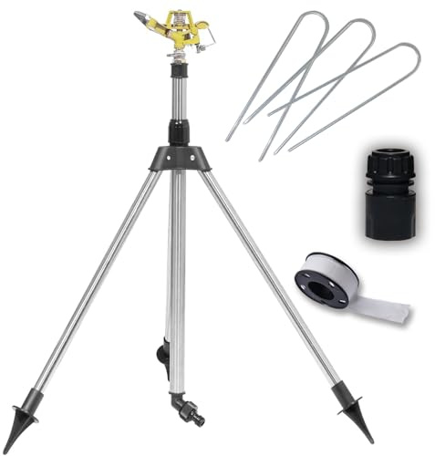 LIBRNTY Rasensprenger große flächen,Impulsregner,Rotating Tripod Sprinkler,Wenig druck rasensprenger,Auto Rotating Tripod Sprinkler, Garten Rasensprenger 360 Grad Sprinkler für Hof,Garten,Rasen (BOO1)
