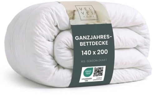 VEL VET HOME Bettdecke 140x200 cm - Ganzjahresdecke mittlere Wärme, 300 GSM, atmungsaktive Steppdecke aus Mikrofaser, für Allergiker geeignet, Oeko-TEX Standard 100