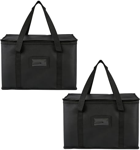 40L Insulated Bag/Waterproof Takeout Cooler Bag/Picnic/Pizza/Car Food Bag | Premium Zippered Shopping Bags - Reusable, durable, insulated, perfect for shopping, camping, and family picnics. 2-pack.
