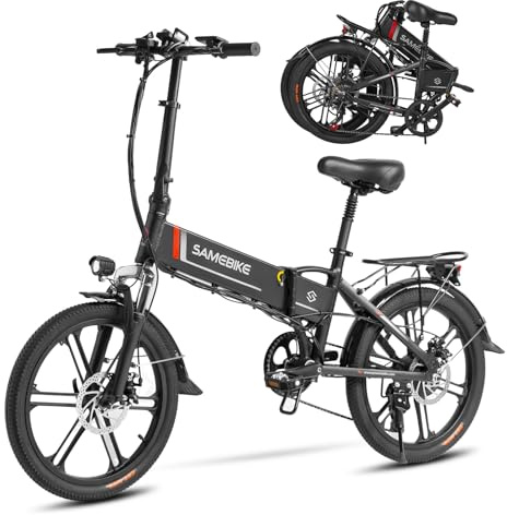 SAMEBIKE 20 Zoll E Bike Elektrofahrrad City EBike klapprad mit 48V 10,4Ah Abnehmbarer Akku 7 Gänge Off-Road Mountainbike E-Bike Max.Reichweite bis zu 40-80 km für Herren Damen (20LVXD30-II)