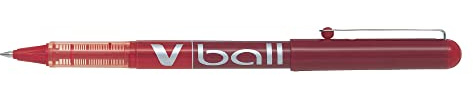 Pilot VBall VB 5 Rollerball Pen - Metal Tip - Red - Pack of 12