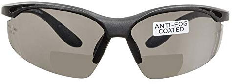 voltX CONSTRUCTOR BIFOKALE Schutzbrille mit Lesehilfe (RAUCHGRAUE +2.5 Dioptrie) Sportbrille für Radler enthält Sicherheitsband CE EN166F Bifocal Safety Glasses
