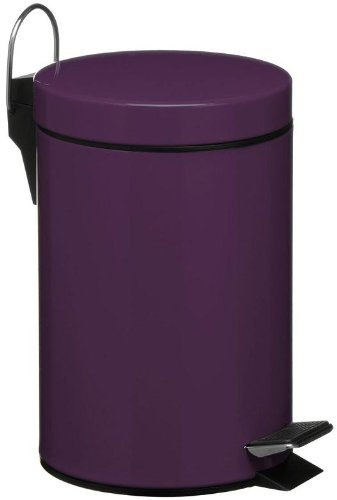Purple 3L Ltr Litre Pedal Bin Stainless Steel Kitchen Waste Box Basket
