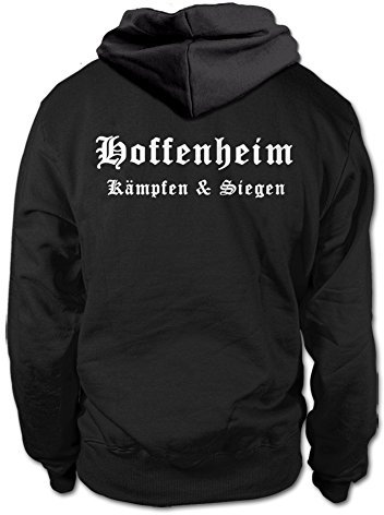 shirtloge Hoffenheim - Kämpfen & Siegen - Fan Kapuzenpullover - Schwarz (Weiß) - Größe L