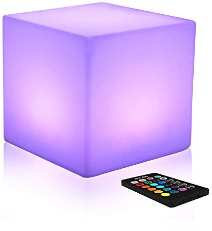 Mr.Go 10 Rechargeable LED Night Light Cube Mood Lamp Color Changing RGB Light with Remote Control, 16 Adjustable Colours, Dimmable Brightness, Waterproof Glowing Cube for Home Garden Party Decor