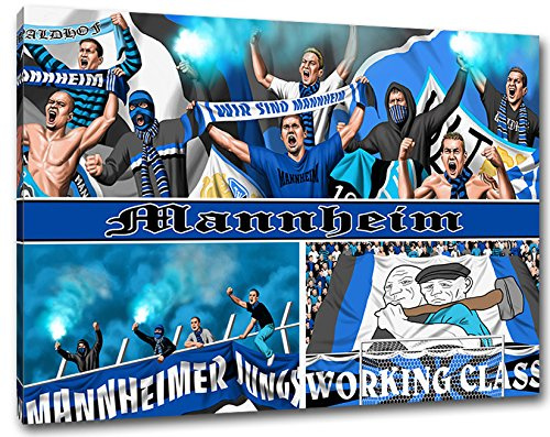 Ultras Mannheim, Bild auf Leinwand XL, fertig gerahmt, 80 x 60 cm