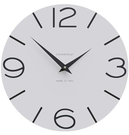 CalleaDesign Wanduhr Smile – Handgefertigt in Italien, Leise, Modernes Design, 30 cm – Elegantes Holz, Deutsches Uhrwerk – Farbe Weiß