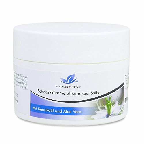 Naturprodukte Schwarz – Schwarzkümmelöl Kanuka Salbe mit Aloe Vera – Creme bei Neurodermitis, gegen trockene Haut und Juckreiz, Intensivpflege ohne Alkohol, 100ml