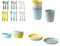 BBY4ALL Set di piatti in plastica con ciotola, piatto e vetro (senza BPA) per unisex bambino 36 pezzi Multicolore