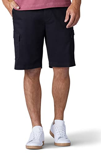 Lee Men's Big & Tall Extreme Motion Flat Front Short, Black, 48
