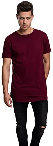 Urban Classics Men's Shaped Long T-Shirt, Red (Port), Small (Manufacturer Size: S)