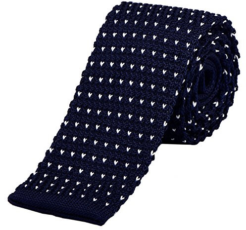 DonDon schmale Strickkrawatte 5 cm - dunkelblau navy gepunktet
