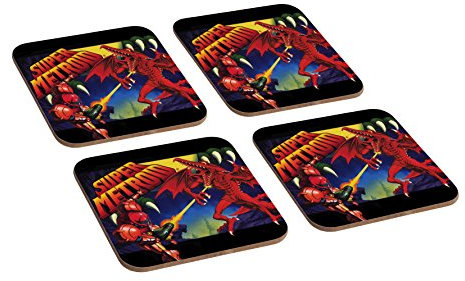4-teiliges Holzuntersetzer-Set von Super Metroid