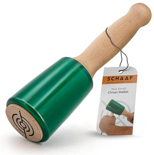 Schaaf Wood Carving Tools 15oz Small Wooden Mallet | Wood Tools Woodworking | Wood Hammer | Comfortable Handle Reduces Hand Fatigue | Urethane Reducer Noise, Absorbs Force to Protect Woodworking Tools