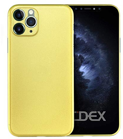 doupi UltraSlim Hülle kompatibel für iPhone 11 Pro (5,8 Zoll), Ultra Dünn Fein Matt Handyhülle Cover Bumper Schutz Schale Hard Case Taschenschutz Design Schutzhülle, gelb