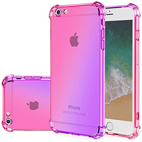 Gufuwo Custodia per iPhone 6s Case, per iPhone 6, Copertura Morbida in TPU Sfumato - Antigraffio Ultra Sottile con Protezione Antishock Cover per iPhone 6/6s Rosa/Viola