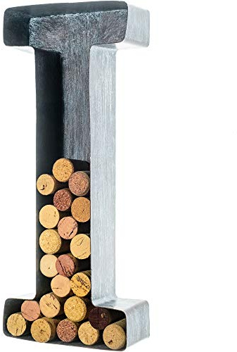 will's Wine Cork Holder - Metal Monogram Letter (I), Brushed Metal, Large | Wine Lover Gifts, Housewarming, Engagement & Bridal Shower Gifts | Personalized Wall Art | Home Décor