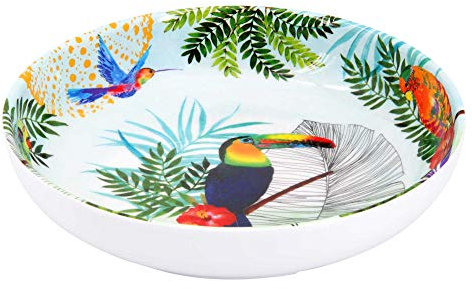 Les Jardins de la Comtesse - Assiette Creuse idéale en Assiette à Soupe ou Pâtes - Mélamine Pure - Toucans de Rio - Ø 20 cm - Multicolore - Collection de Vaisselle Quasi-Incassable MelARTmine