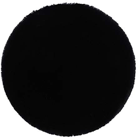 SWECOMZE Plüsch Stuhlkissen, Kunstfell Plüsch sitzauflage Bürostuhlkissen Schülermatte, 45 * 45cm sitzkissen rund Fell Optik Nachahmung Wolle Sofa Matte (Schwarz)