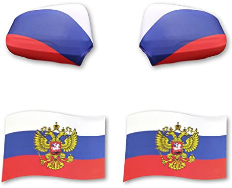 Sonia Originelli Fanset Fanartikel für das Auto Außenspiegelfahnenset Magnetfahnen für die Türen EM WM Fussball, Farbe: Russland