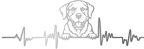 Finest Folia Aufkleber Herzschlag Tiere Breite 27cm Lifeline Heartbeat Deko Sticker Selbstklebend für Auto Kühlschrank Laptop Autoaufkleber K150 (Silber, 18 Labrador)